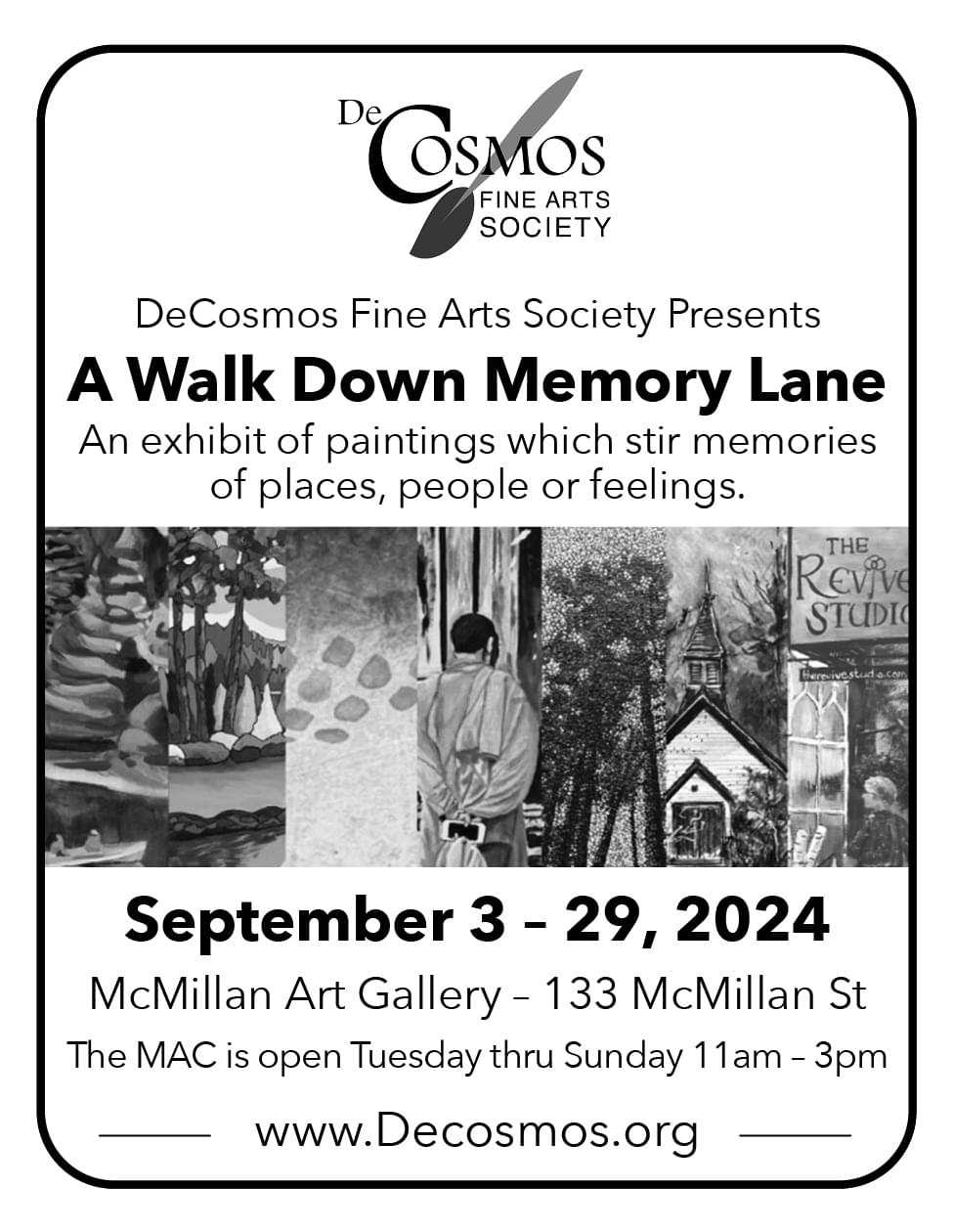 Decosmos Fine Arts Society presents a walk down memory lane Parksville BC Ad in Coffee News