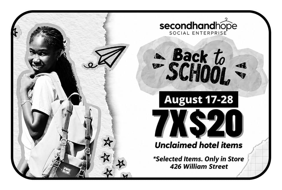 Secondhand Hope Back to school Victoria BC ad in Coffee News