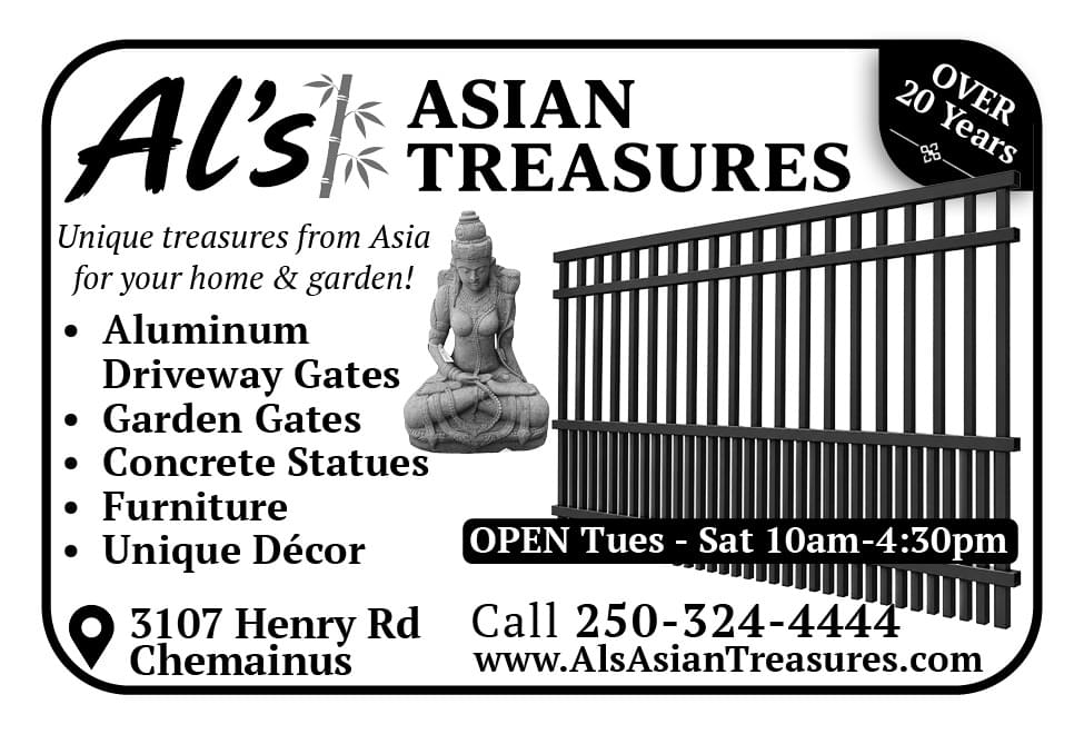 Al's Asian Treasures Aluminun Gates Chemainus BC Ad in Coffee News