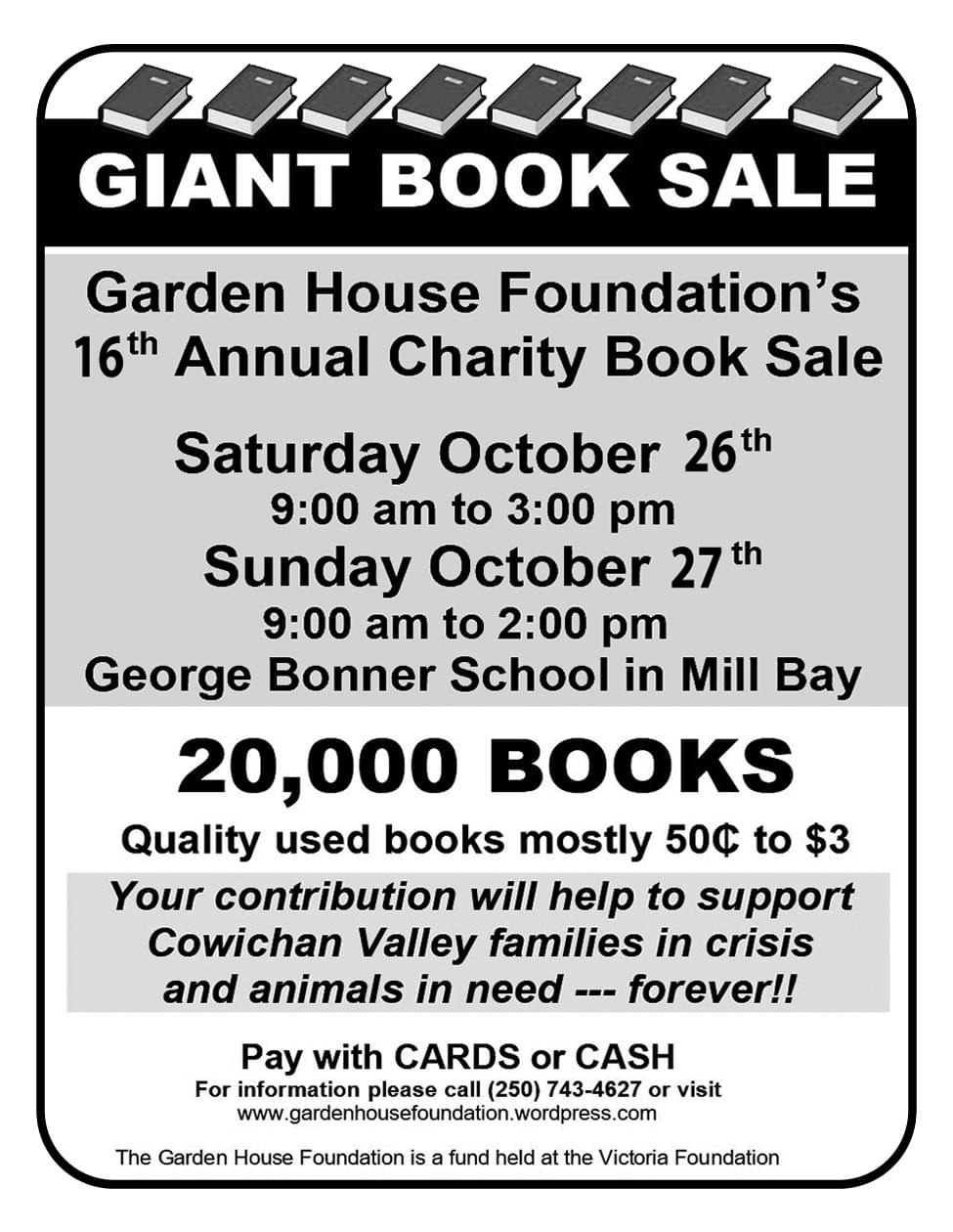 Garden House Foundation's Book Sale Ad in Coffee News