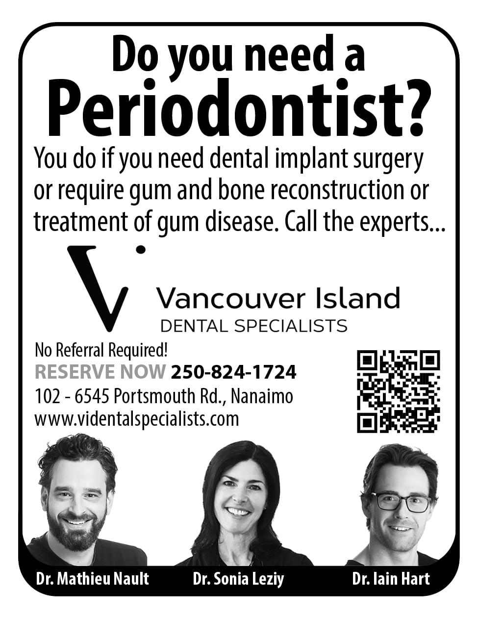 Vancouver Island Dental Specialists Ad in Coffee News