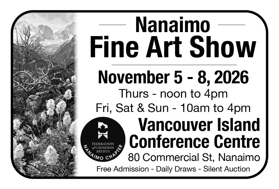Nanaimo Fine Art Show November 5 to 8 2026 at Vancouver Island Conference Centre Ad in Coffee News