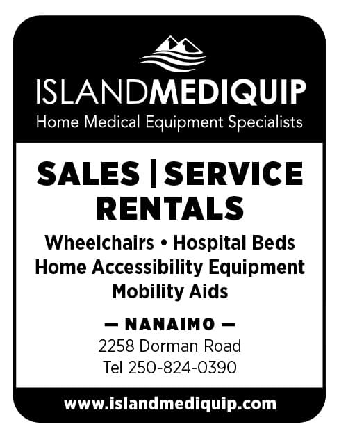 Island Mediquip Wheelchairs Hospital Beds Mobility Aids Nanaimo Duncan Victoria ad in Coffee News