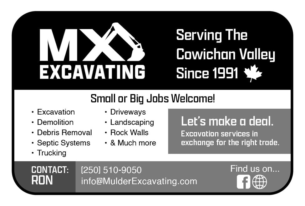 MX Excavating Cowichan Valley BC April 2026 Ad in Coffee News