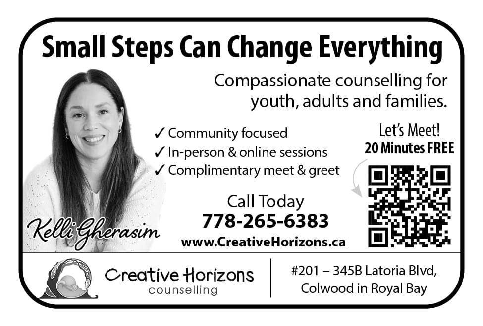 Creative Horizons Counselling Compassionate Counselling in Colwood BC Ad in Coffee News