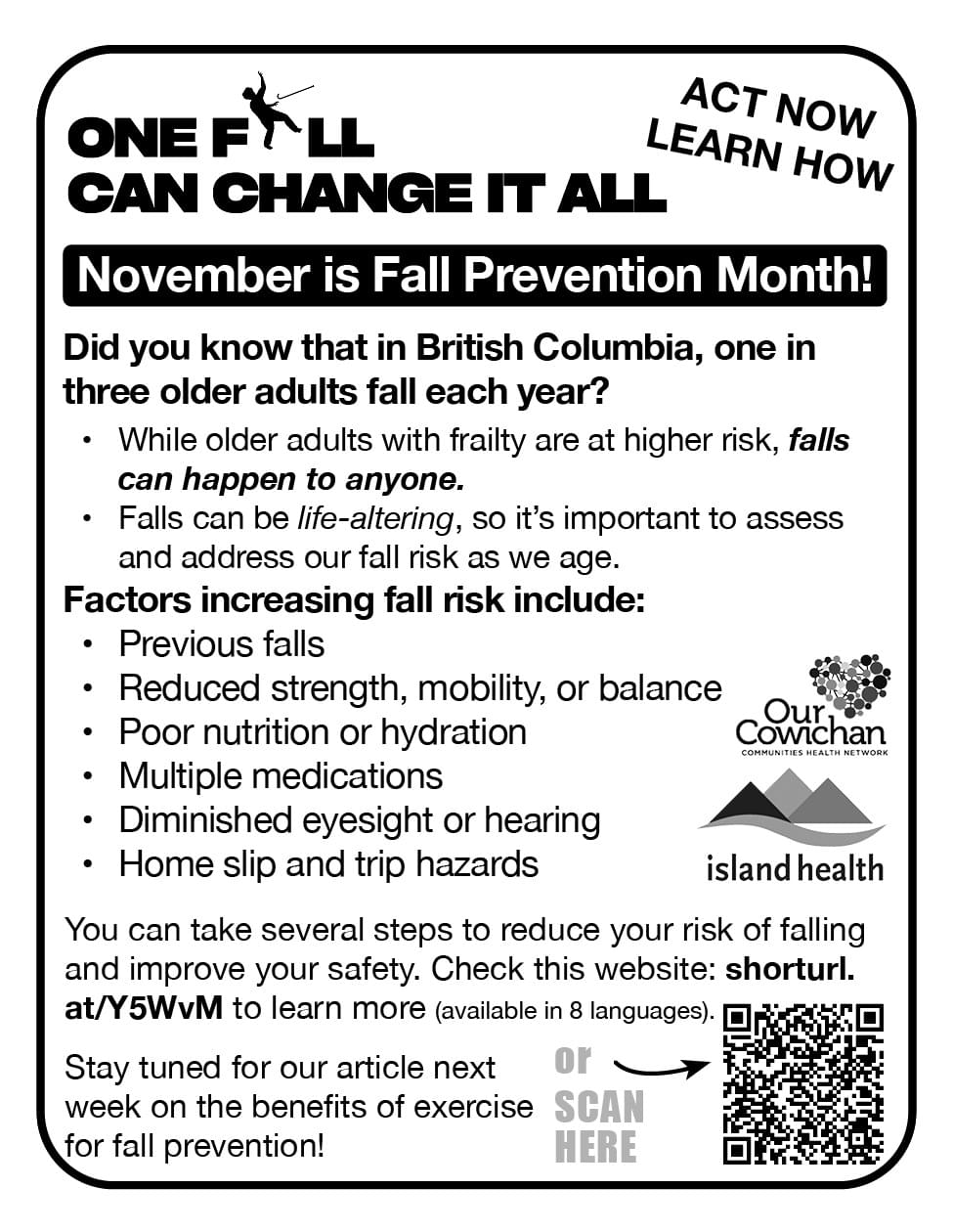 November is Fall Prevention Month Duncan BC Nov 4 2024 ad in Coffee News 