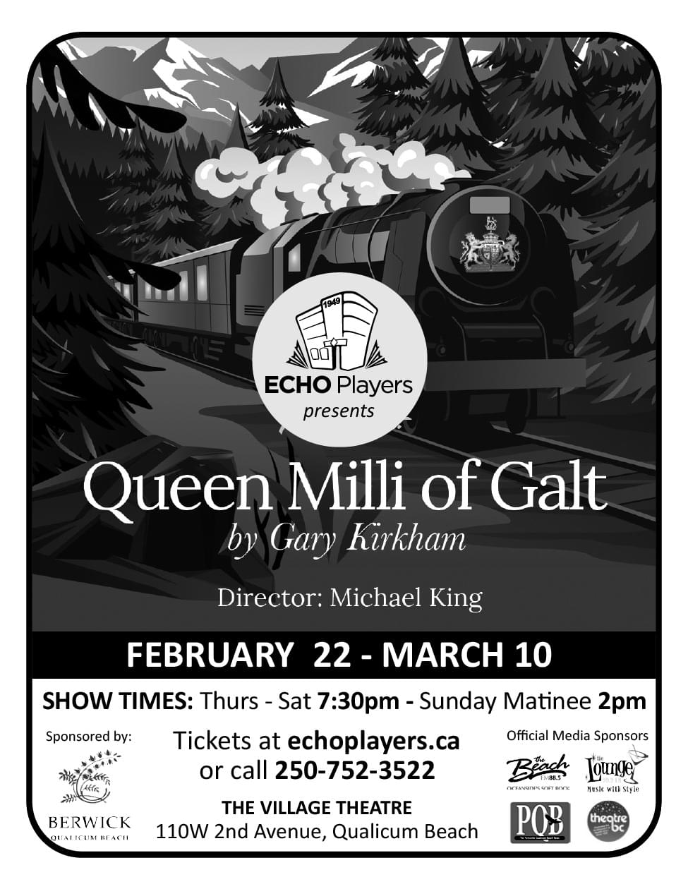 Echo Players presents Queen Milli of Galt Ad in Coffee News