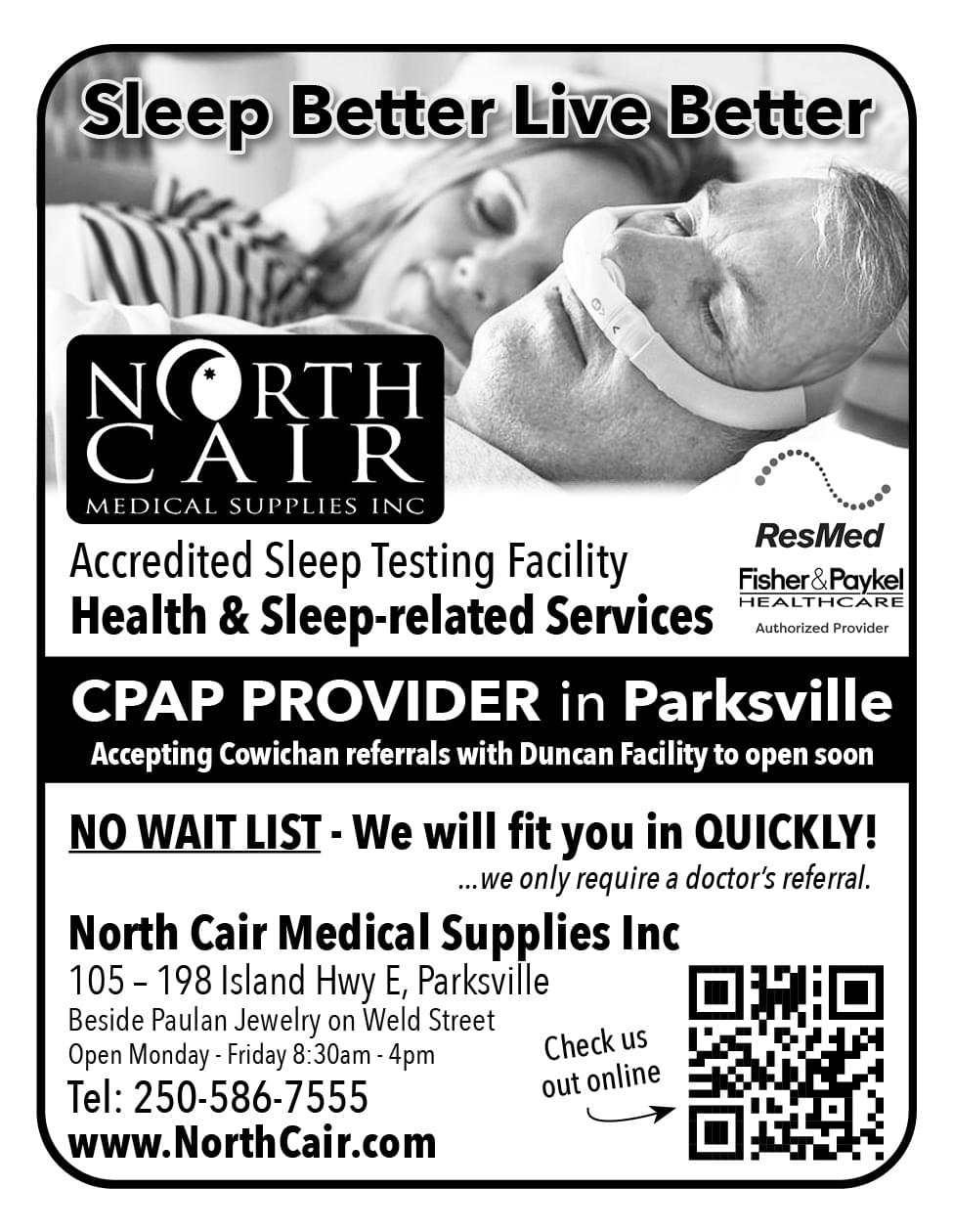 North Cair CPAP Provider in Parksville BC Ad in Coffee News