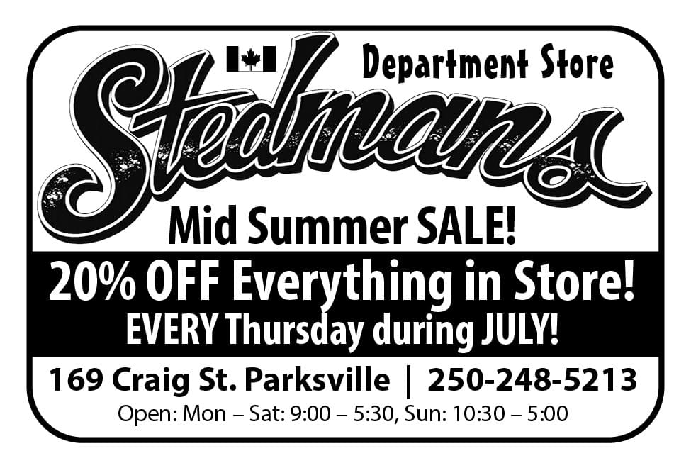 Stedmans Variety Store Parksville's Family Department Store Ad in Coffee News