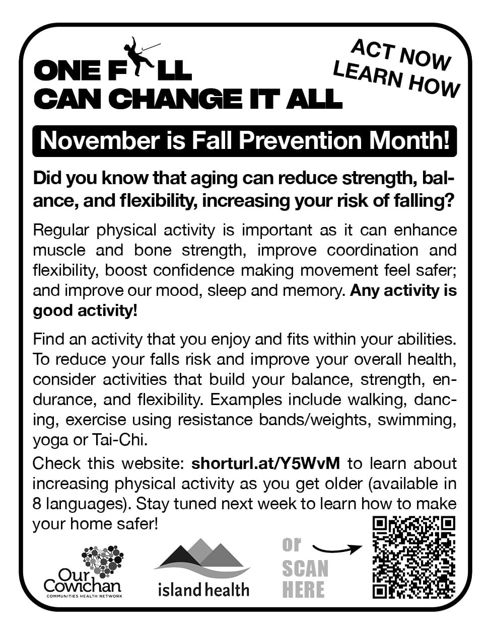 November is Fall Prevention Month Duncan BC Nov 4 2024 ad in Coffee News 