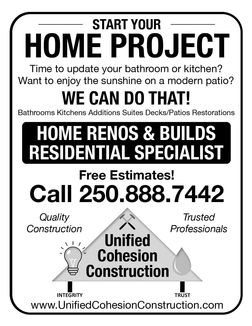 Unified Cohesion Construction Ad in Coffee News