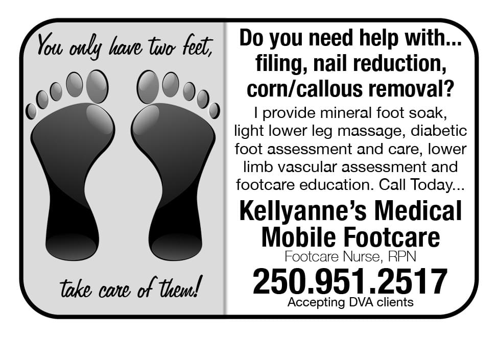 Kellyanne's Medical Mobile Footcare Parksville Qualicum BC ad in Coffee News