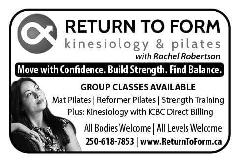 Return to Form kinesiology and pilates Nanaimo BC Ad in Coffee News