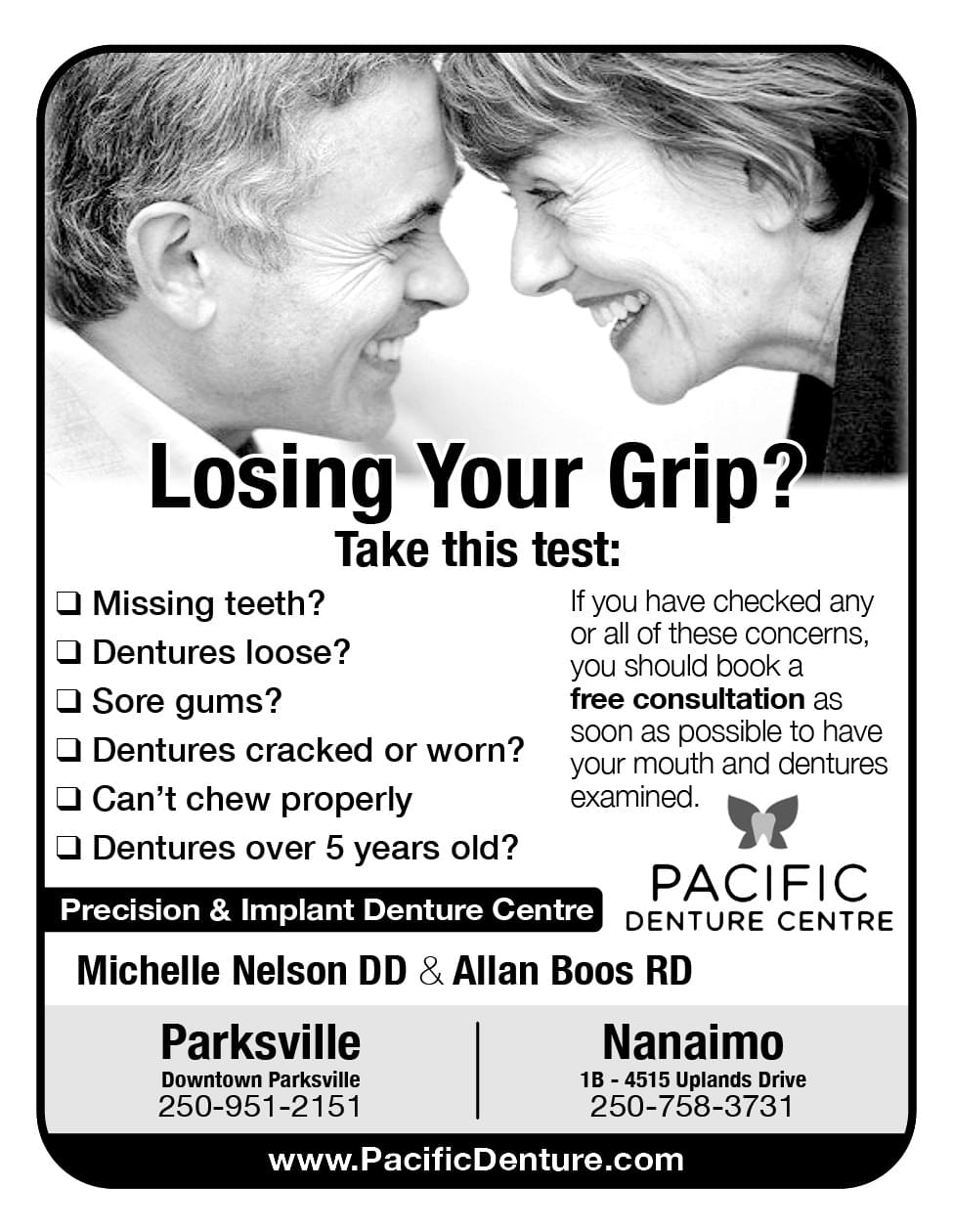 Pacific Denture Centre Ad in Coffee News