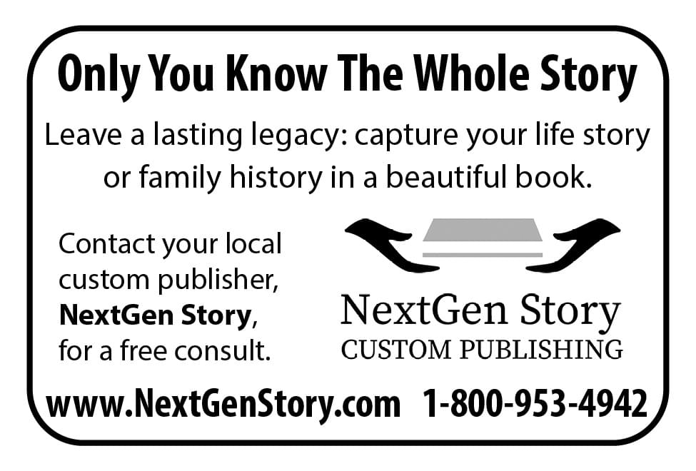 NextGen Story - Capture your life story in a beautiful book Parksville Nanaimo BC Ad in Coffee News