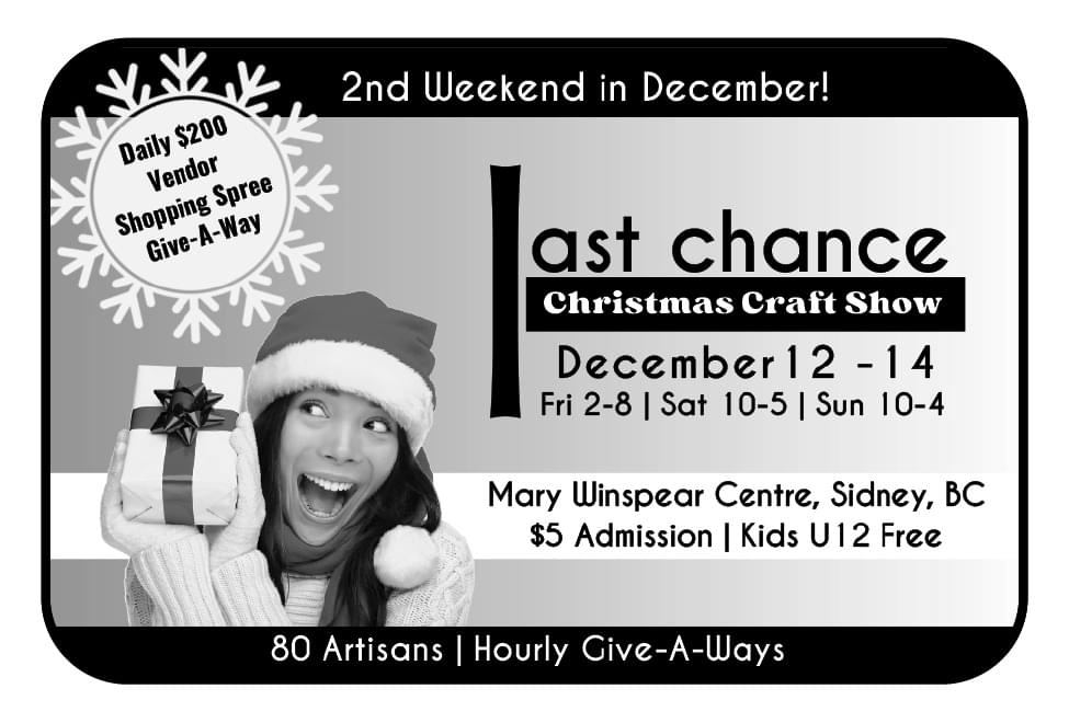First Chance Christmas Craft Fair Nov 8 - 9 2025 in Sidney BCAd in Coffee News