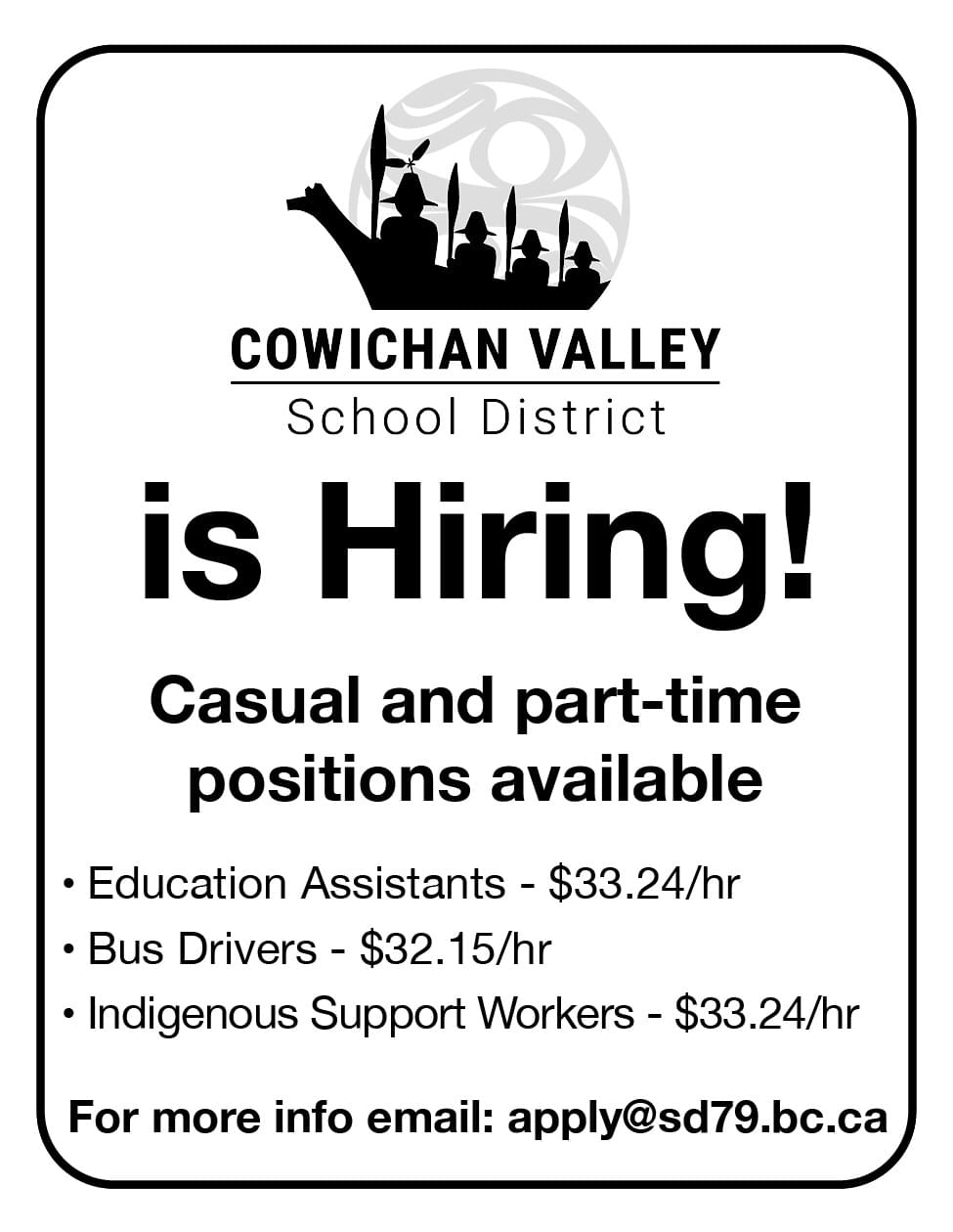 Cowichan Valley School District is hiring Duncan BC Ad in Coffee News