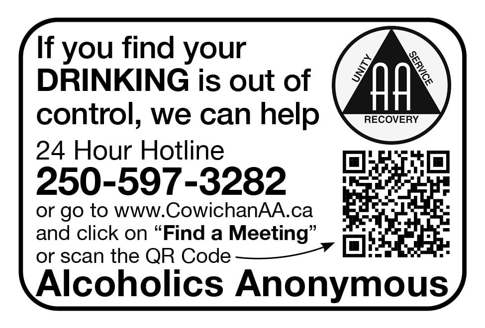 Cowichan  Alcoholics Anonymous Cowichan BC Ad in Coffee News