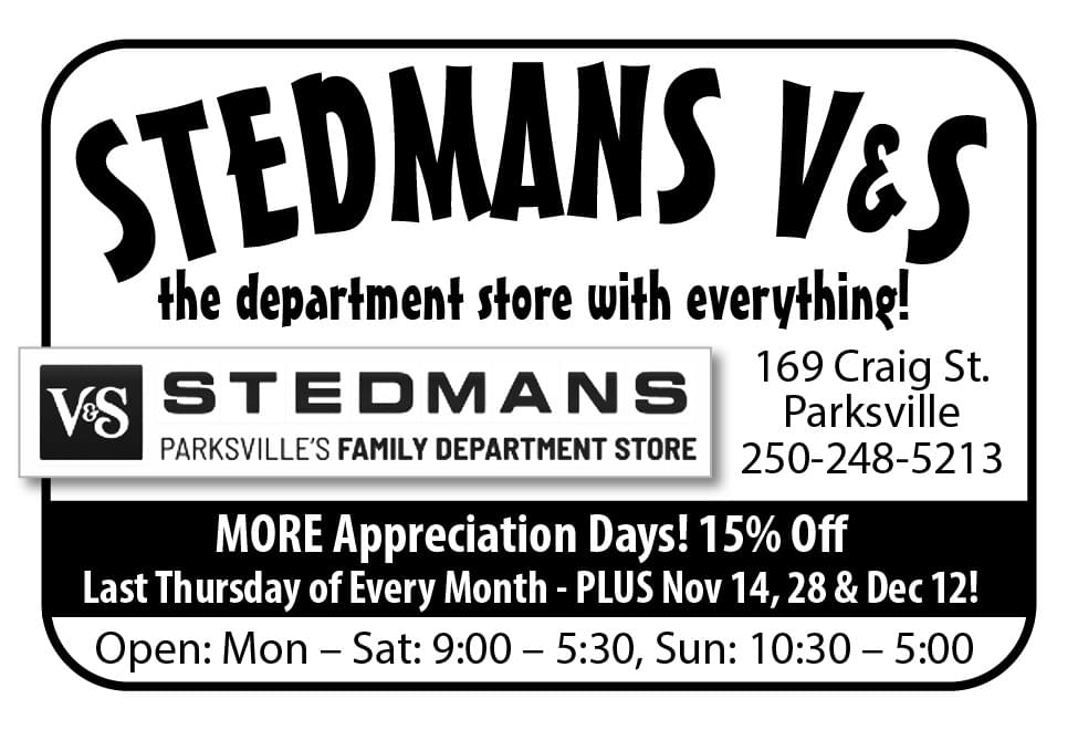 Stedmans Variety Store Parksville's Family Department Store Ad in Coffee News