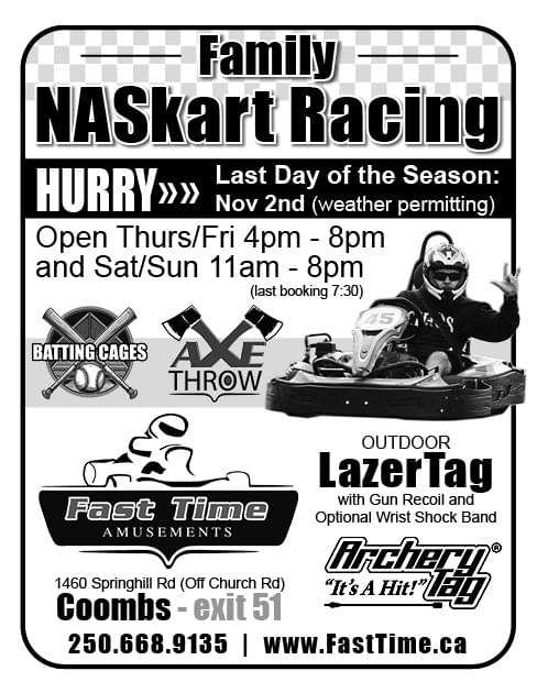 Fast Time Family NASkart Racing Coombs BC ad inCoffee News Vancouver Island
