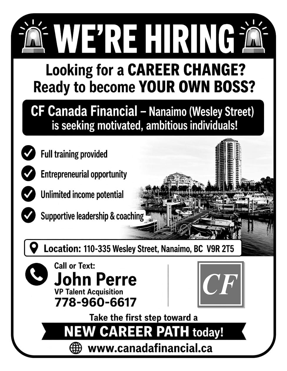 Canada Financial Now Hiring Nanaimo BC May 2026 ad in Coffee News 