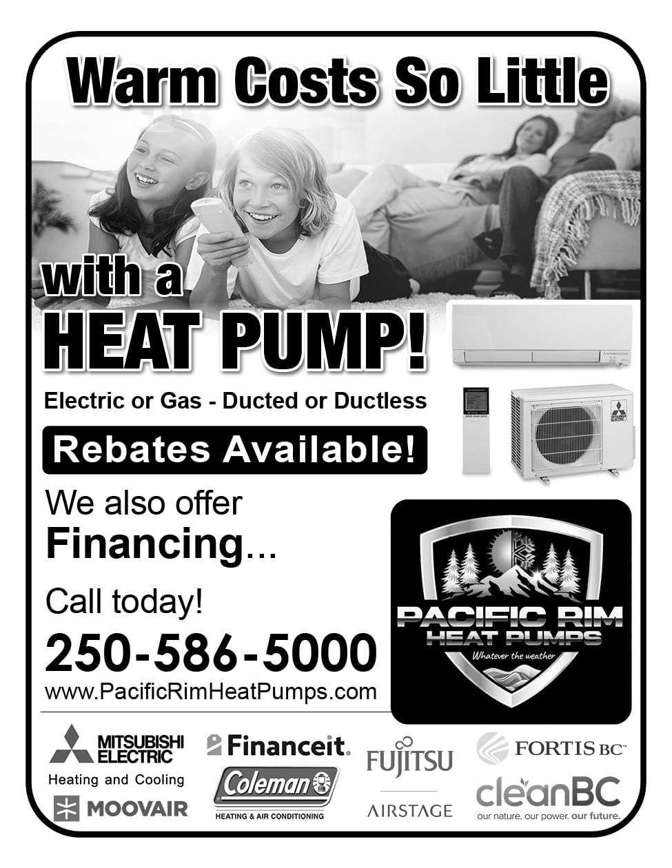 Pacific Rim Heat Pumps Parksville Nanaimo Port Alberni BC ad in Coffee News