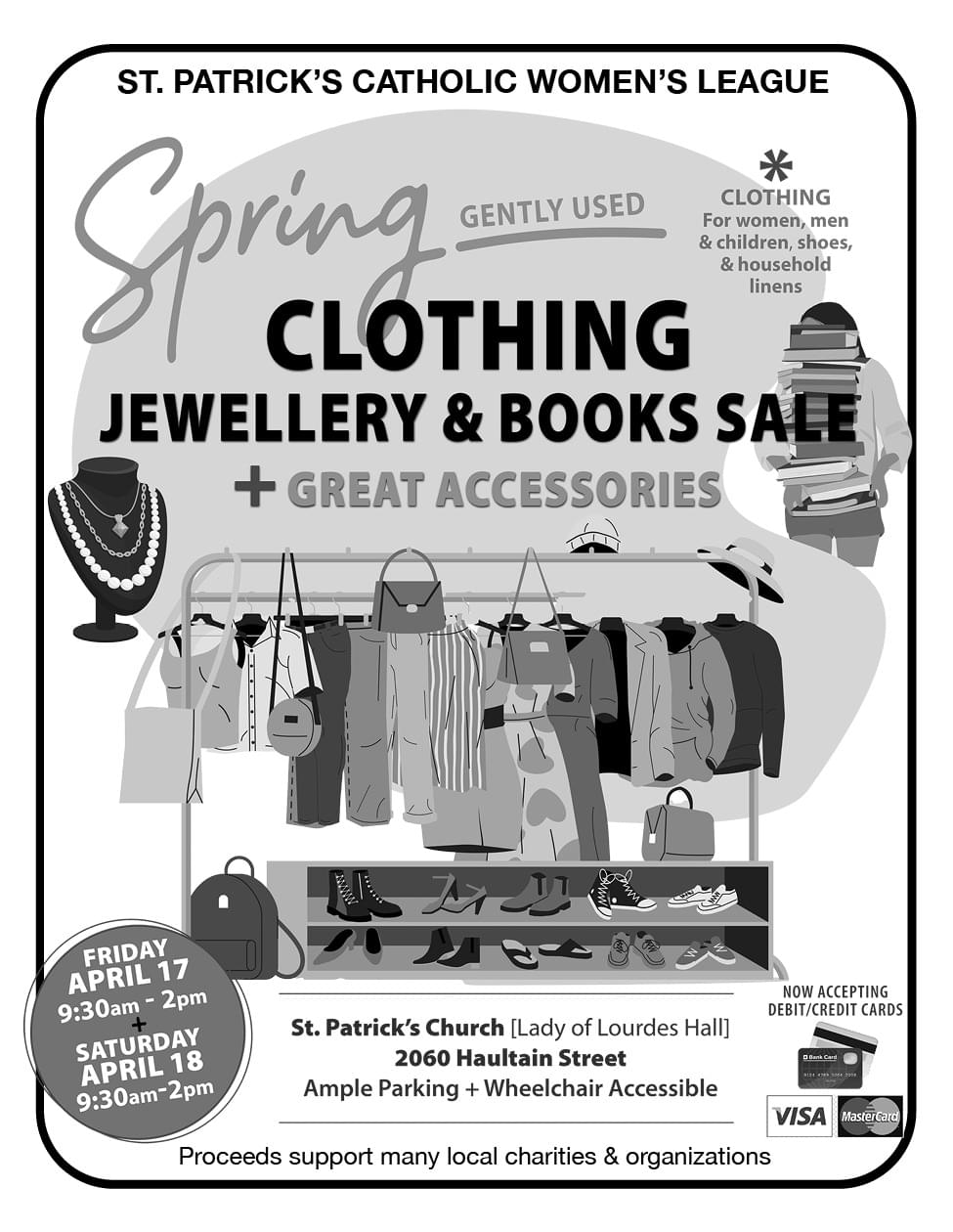 St Patricks Spring Clothing and book sale ad in Coffee News Victoria BC