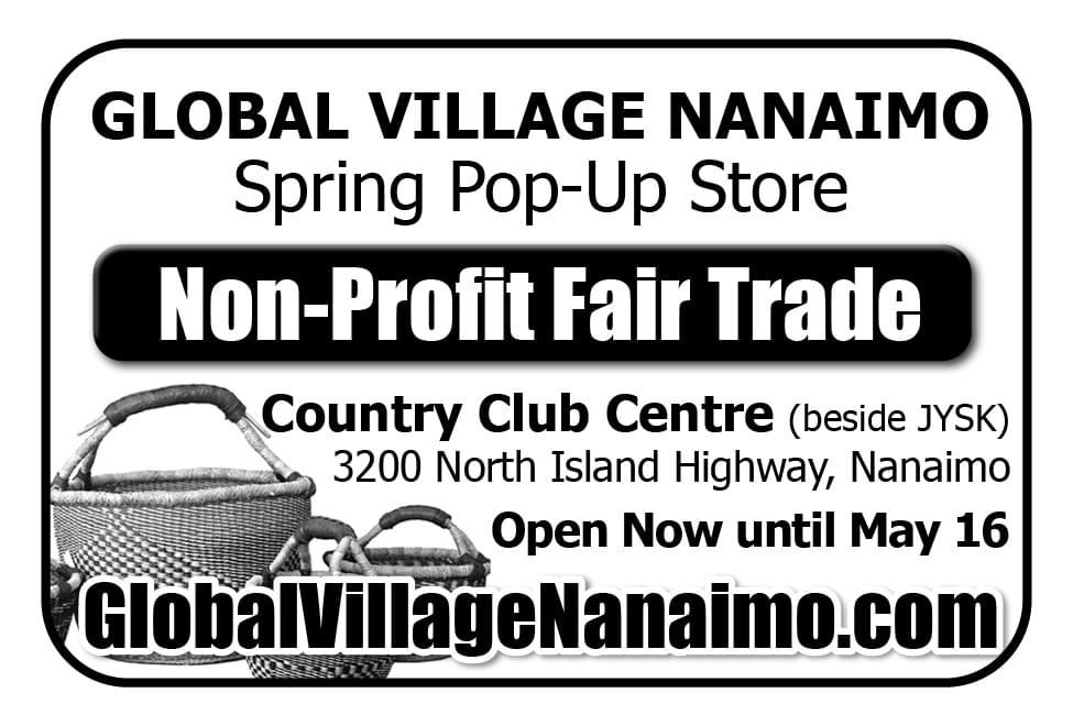 Global Village Fair Trade Store Nanaimo BC April 2026 Ad in Coffee News 