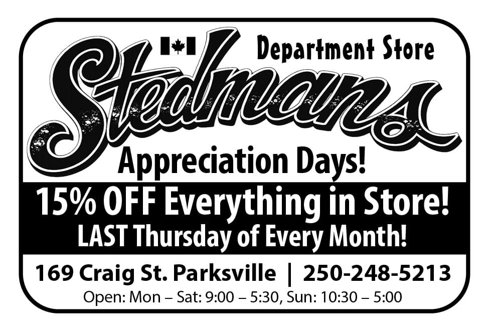 Stedmans Variety Store Parksville's Family Department Store Ad in Coffee News
