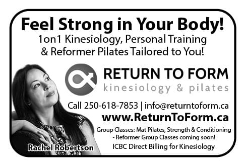 Return to Form kinesiology and pilates Nanaimo BC Ad in Coffee News