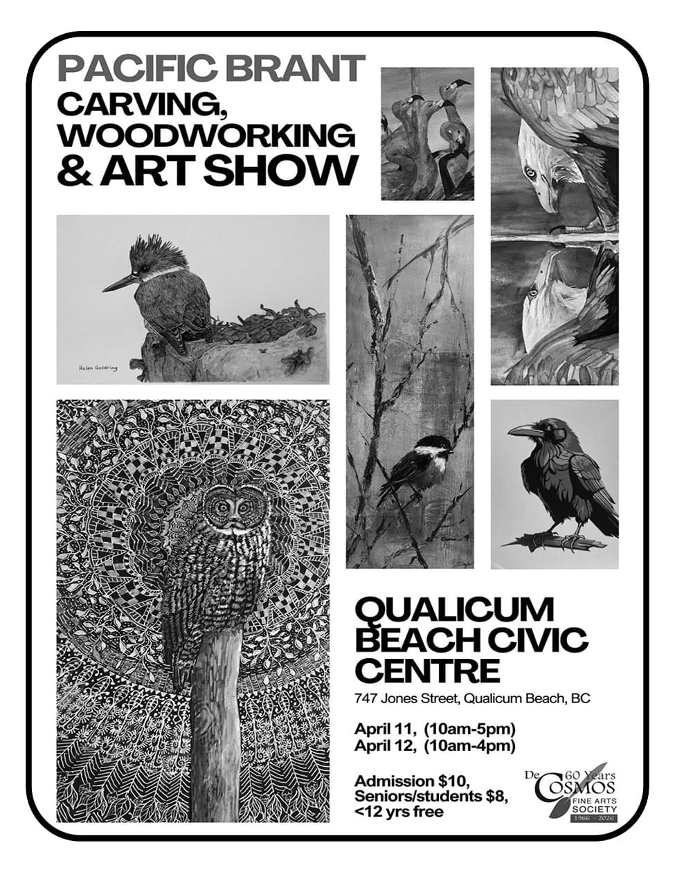 Decosmos Fine Arts Society Pacific Brant Carving woodworking and art show Qualicum Beach BC April 11 and 12 2026 Ad in Coffee News