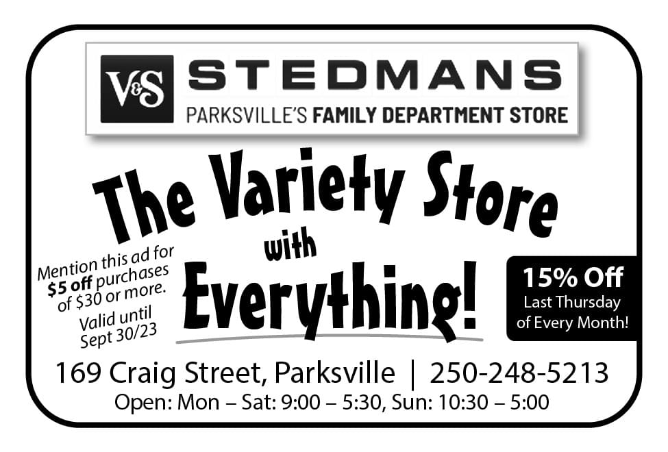 Stedmans Variety Store Parksville's Family Department Store Ad in Coffee News