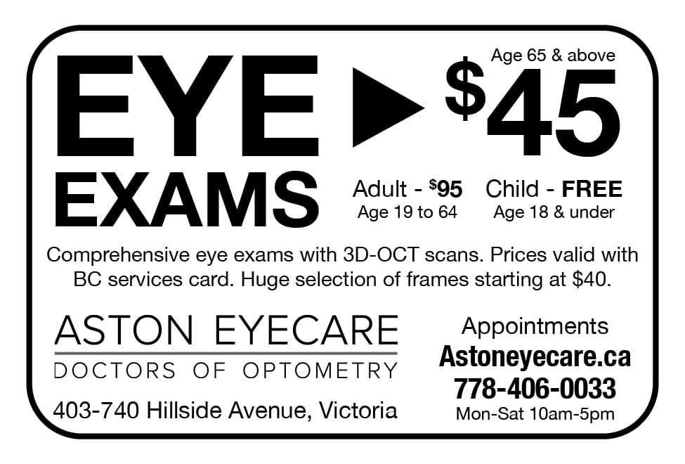 Aston Eyecare $45 Eye Exams Ad in Coffee News