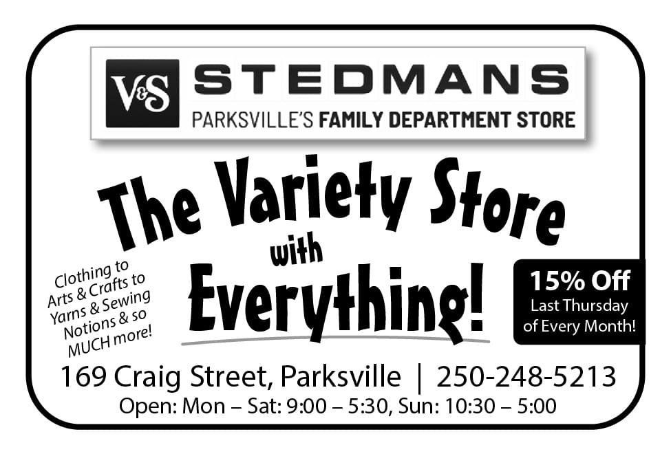 Stedmans Variety Store Parksville's Family Department Store Ad in Coffee News