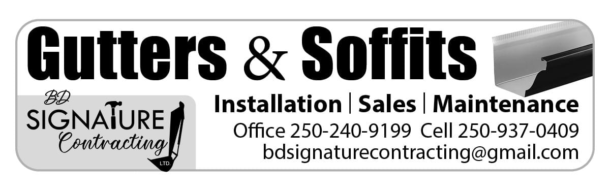 BD Signature Contracting Gutters and Soffits Parksville QualicumAd in Coffee News 
