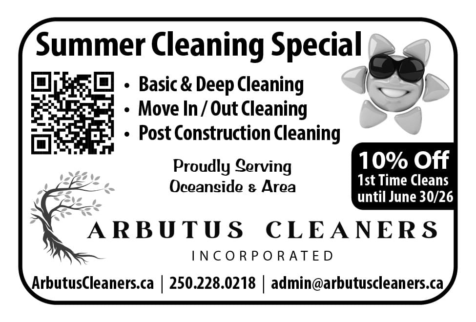 Arbutus Cleaners Qualicum Parksville Nanaimo Ad in Coffee News