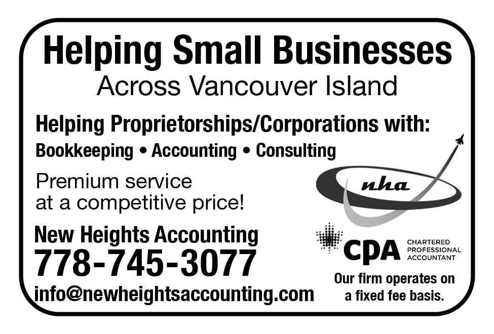 New Heights Accounting Nanaimo BC Ad in Coffee News Vancouver Island BC