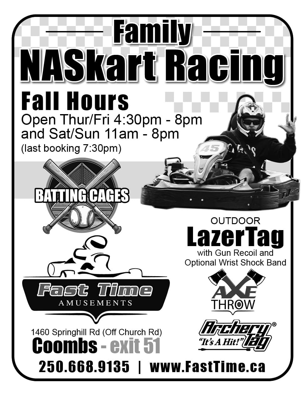 Fast Time Family NASkart Racing Coombs BC ad inCoffee News Vancouver Island