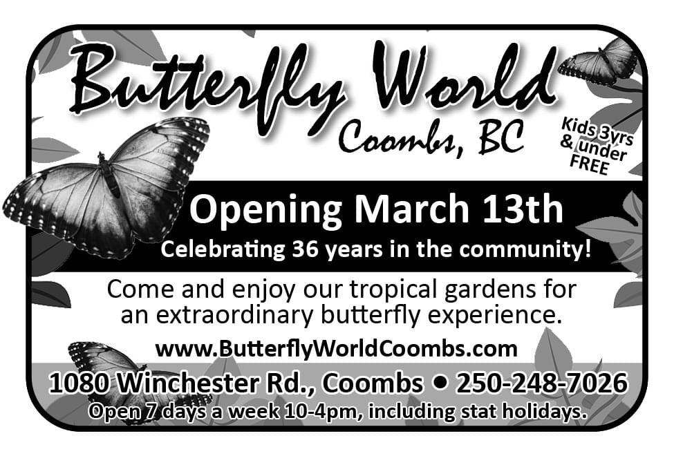 Butterfly World Coombs BC 2026 Ad in Coffee News