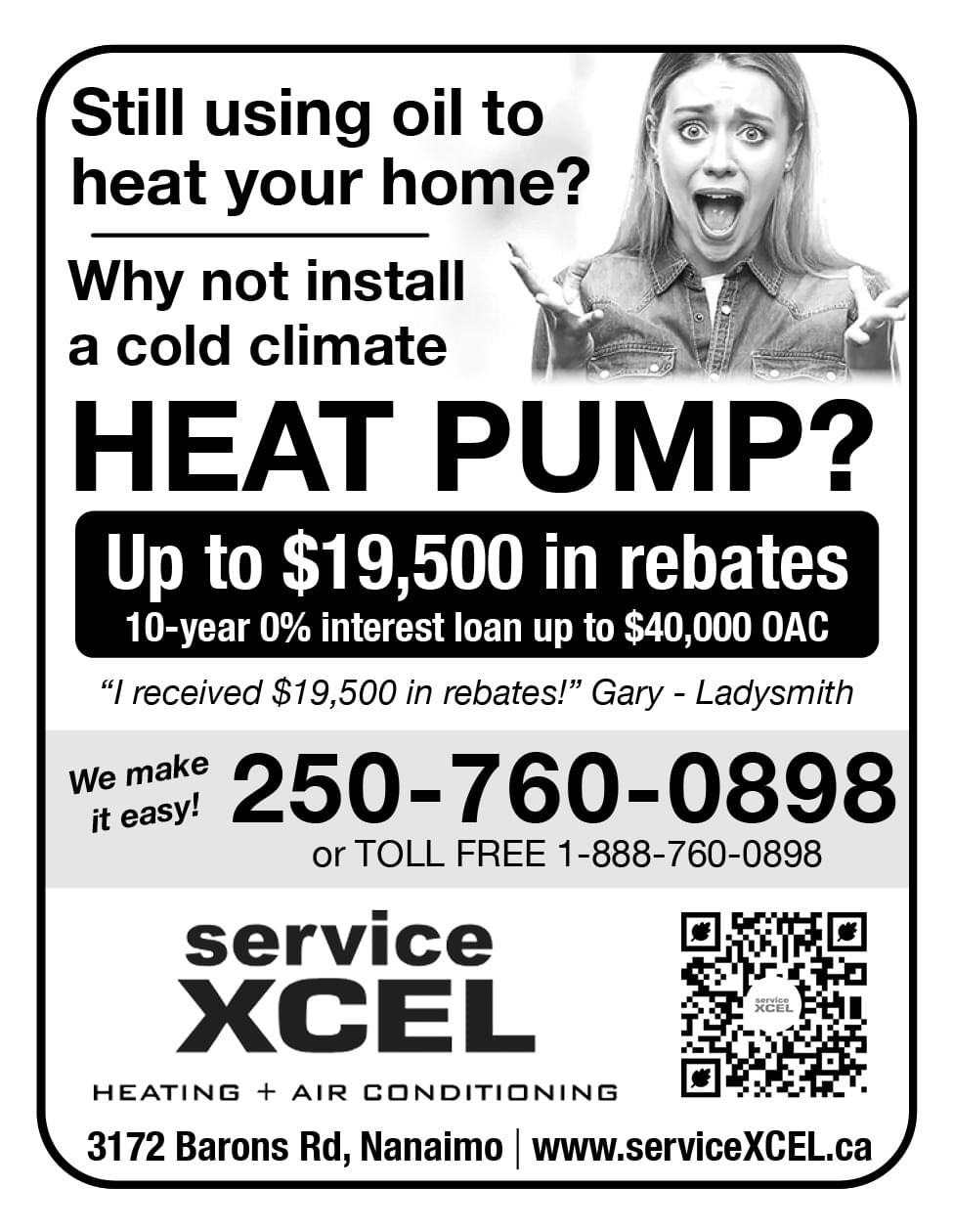 ServiceXCEL Heating & Cooling Nanaimo BC Ad in Coffee News
