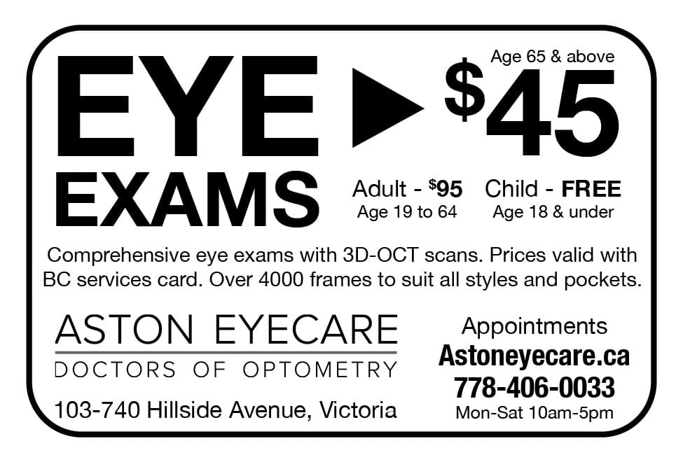Aston Eyecare $45 Eye Exams Ad in Coffee News