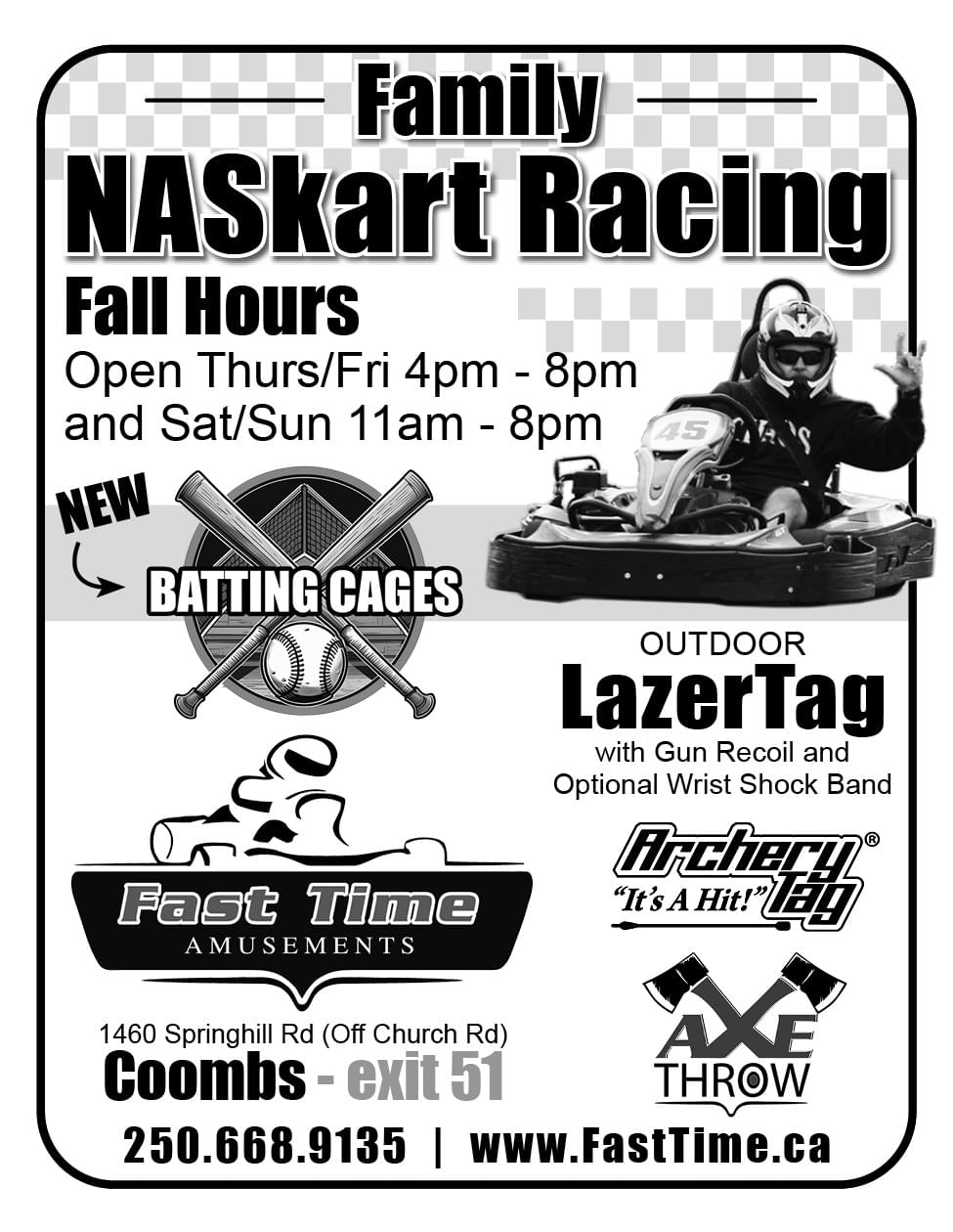 Fast Time Amusements Coombs BC ad in Coffee News