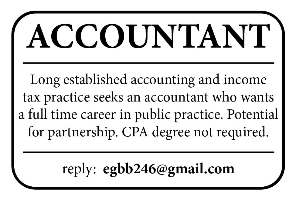 Accountant Needed Ad in Coffee News