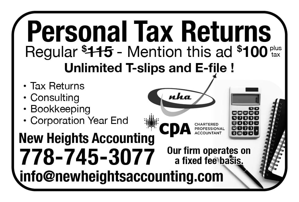 New Heights Accounting Nanaimo BC Ad in Coffee News Vancouver Island BC