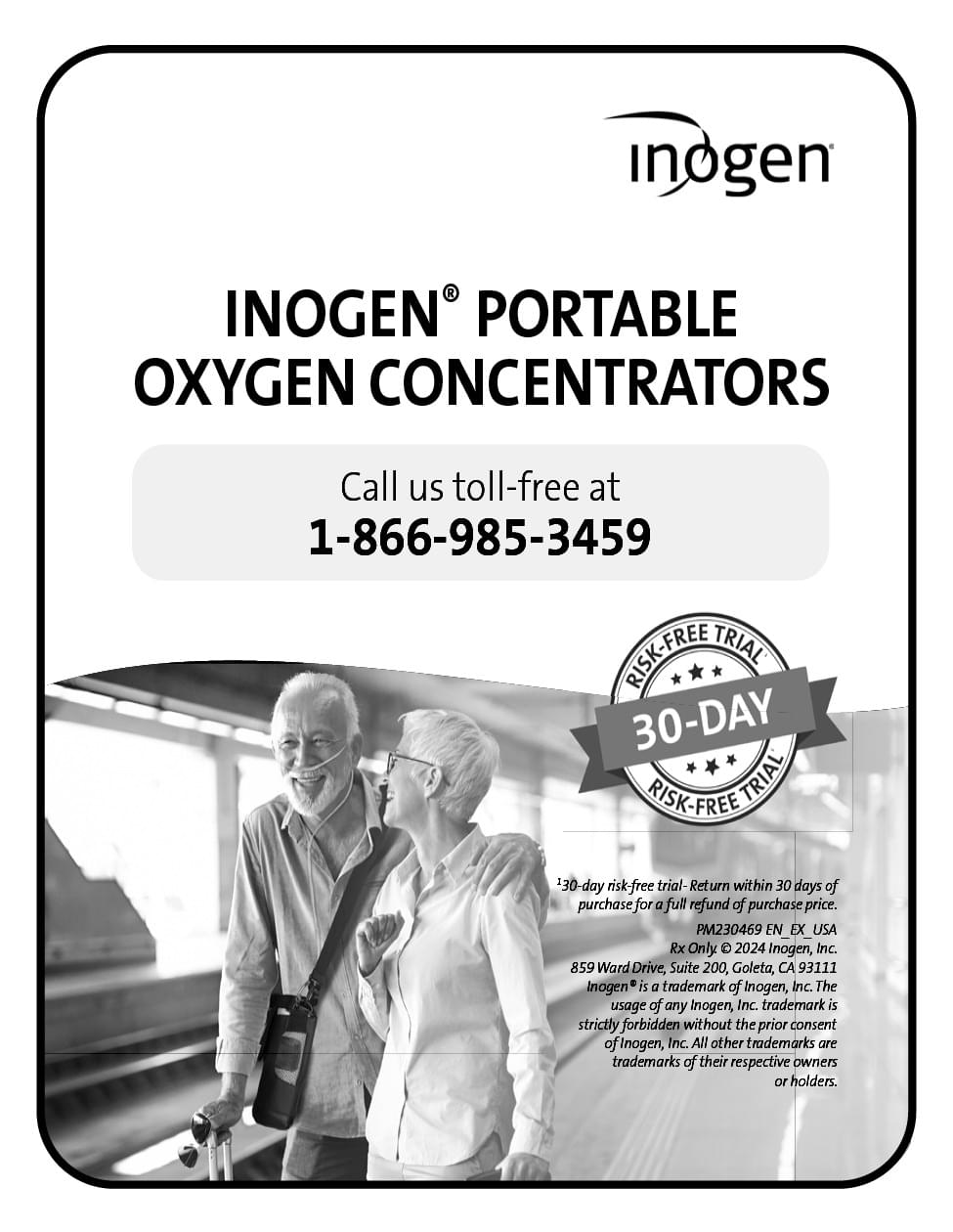 Inogen Portable Oxygen Call 1-866-985-3459 for a 30 Risk-Free Trial