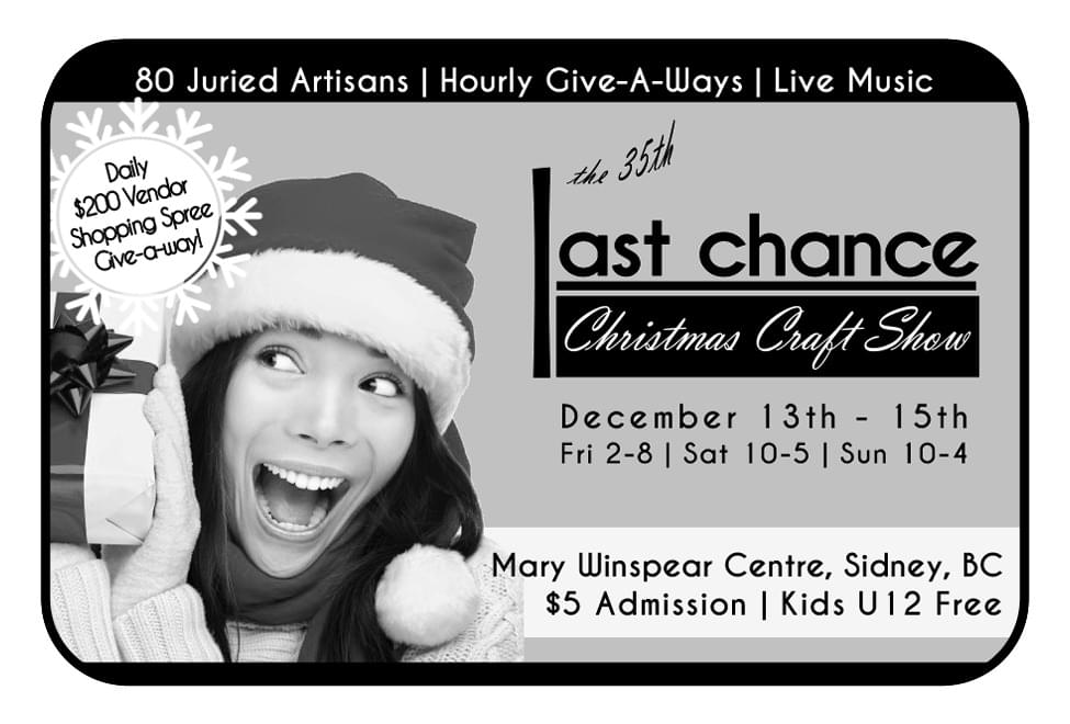 First Chance Craft Fair Nov 2-3 2024 Sidney BC Ad in Coffee News