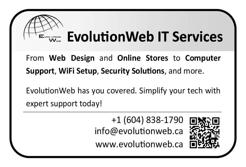 EvolutionWeb IT Services Cowichan Valley 2024 Ad in Coffee News