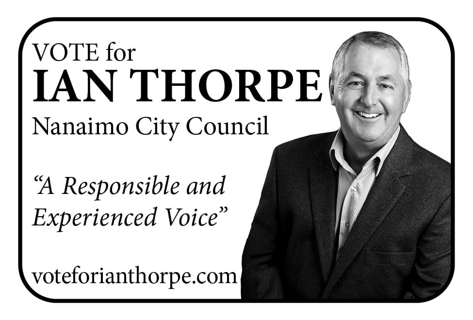 IAN THORPE for Nanaimo City Council A Responsible and Experienced Voice Nanaimo BC Oct 17 2026 ad Coffee News
