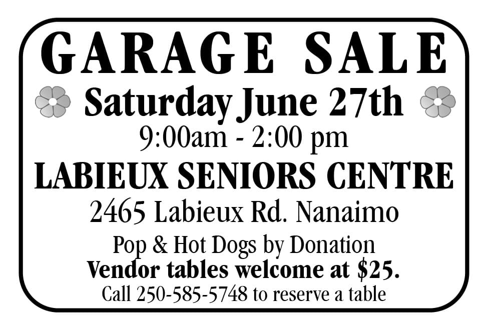 Garage Sale Nanaimo BC ad in Coffee News