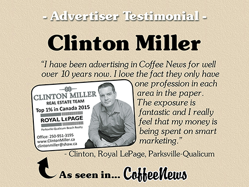 Clinton Miller testimonial in Coffee News